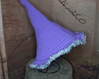 Witch hat, lavender witch hat, purple witch hat, handmade witch hat, crocheted witch hat
