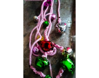 Witch bells, protection charm, door bells, pink bells, witch protection charms