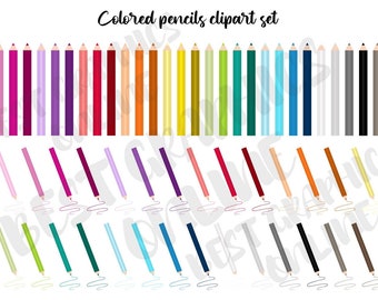 Colored Pencils Clipart Set, Back to School Art Supplies Planner Stickers, Pencil School Supply Clip Art, Colored Pencils Planner Clipart