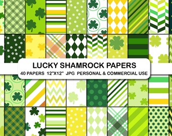 Green Plaid Pattern Scrapbook Digital Papers, St Patricks day Paper Set, Green St Patricks Background Papers, Green Plaid Digital Papers Set