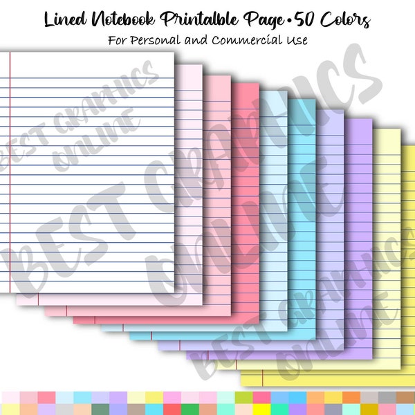 School Digital Papers, Notebook Digital Paper, Back to School Lined Journal Paper, Preschool Paper, Teacher Resources Lined Page Clipart