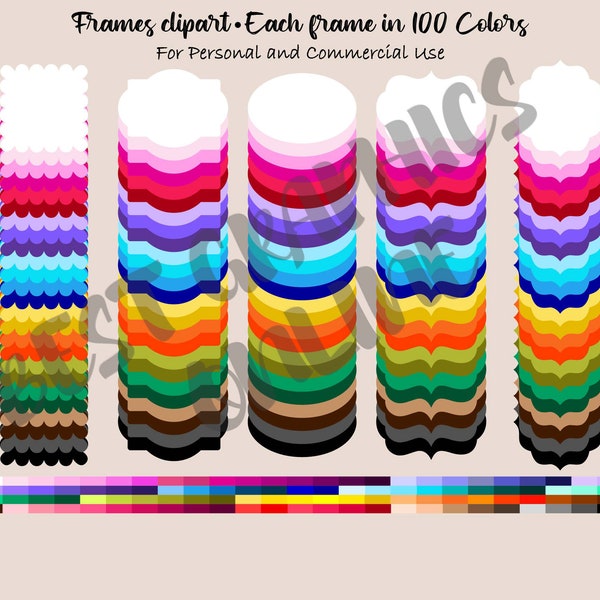 500 Rainbow Frames Clipart Set Labels, Frames Clipart Set, Border Frames Clipart, Rainbow Colors Labels Clipart Set, Printable Tags Clipart