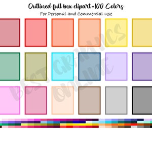 100 pegatinas de planificador de caja completa teñidas y delineadas, imágenes prediseñadas, pegatinas de planificador de caja completa con página en blanco, imágenes de pegatinas de planificador de caja completa con colores del arco iris