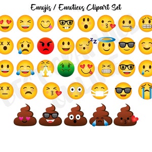 Clipart di emoticon, clipart di icone emoji, emoticon emoji, clipart di faccine sorridenti, emoji di WhatsApp, emoji di Facebook, set di clipart di emozioni emoji