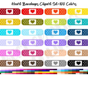 Heart Bandaid PNG, First Aid Clipart, Love Bandages Clipart, Clip Art Set png, Band Aid Planner Stickers Clipart, Heart Bandages Clipart Set