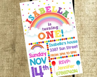 Rainbow Invitation Rainbow Birthday Invitation Rainbow Birthday party Rainbow Girl Digital Invite Rainbow Party Rainbow Invites Rainbow Baby