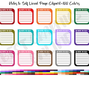 100 Notes to Self Lined Page Planner Clipart, Notes to Self Clip Art Graphic, Office School Notes Clipart, Note to Selp Planner Stickers