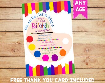 Art Painting Party Invitation, Art Party Invitation, Art Birthday Party Invitation, Art Themed Party, Paint Party Invites, Painting Party