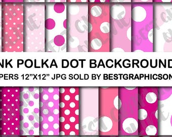 Pacote de Papel Digital com Bolinhas Rosa, Papéis para Scrapbooking (Download Digital)