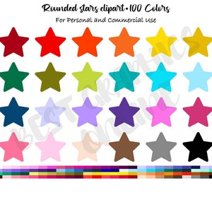 Rounded Star Clipart, Star Round Point Planner Sticker Clip Art, Stars Clipart, Stars Shape icon, Rainbow Star Icon Planner Sticker Clipart