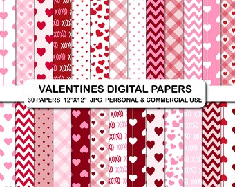 Valentines DIGITAL PAPER Pack Silver Polka Dots Grey Heart patterns stripes Valentines Paper Valentines Background Love A4 Letter