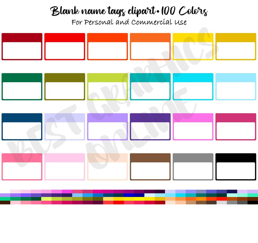 Name Tags Clipart Set, Hello My Name is Blank Tags Clipart, Hello ...