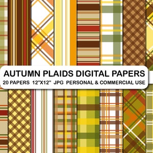 Fall Plaid Digital Papers, Autumn Plaid Digital Papers, Autumn Backgroud Pattern Digital Papers, Fall plaids, Autumn Plaids, Autumn Clipart