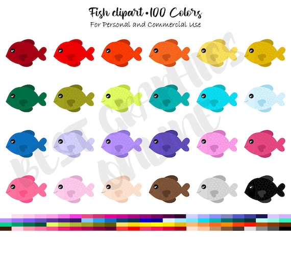 100 Rainbow Fish Clipart Set, Ocen Fish Planner Stickers, Sea Animal  Creature Fish Clip Art, Fish Icon Planner Sticker Printable, Fish Image