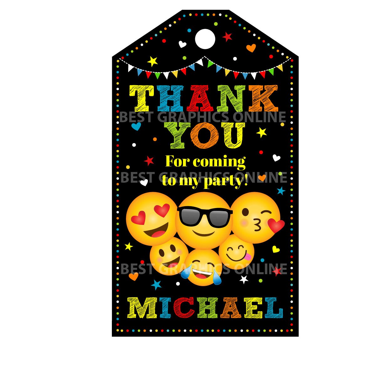 Emoji birthday Emoji tags Emoji tag Emoji thank you tag Etsy