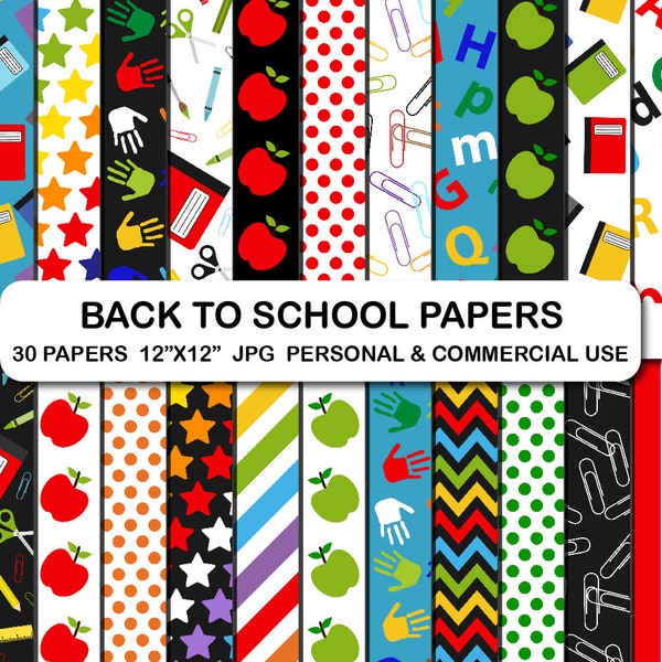 School Digital Papers, Classroom School Supplies Digital Papers, Scrapbook Papers, Emoji Background, School Supply Teacher Background Paper