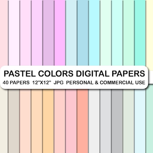 Pastel Colors Digital Background Papers, Light Pastel Colors Scrapbooking Patter Digital Papers, Baby Colors Scrapbook Digital Papers Set