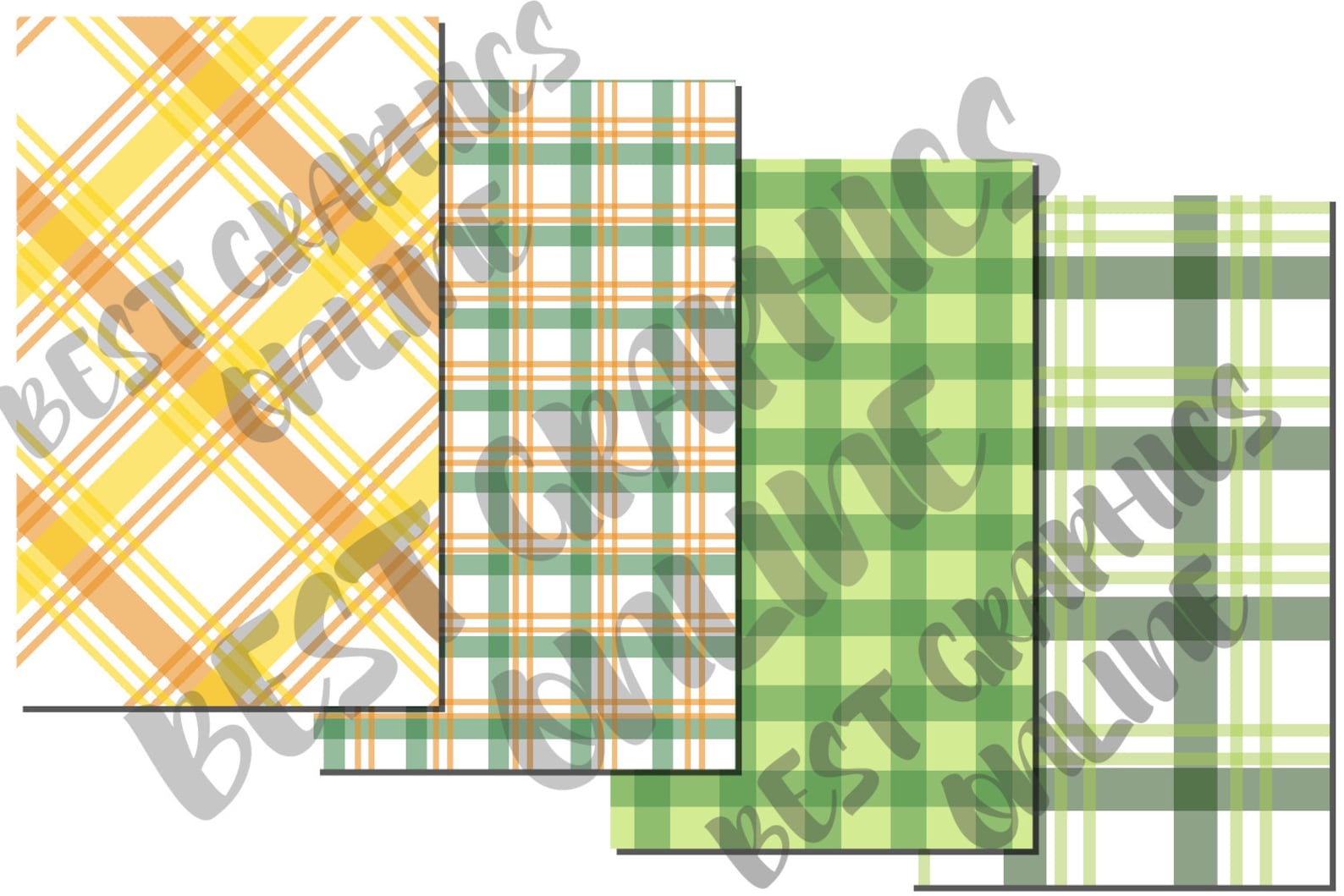 Green Plaid Pattern Scrapbook Digital Papers St Patricks Etsy