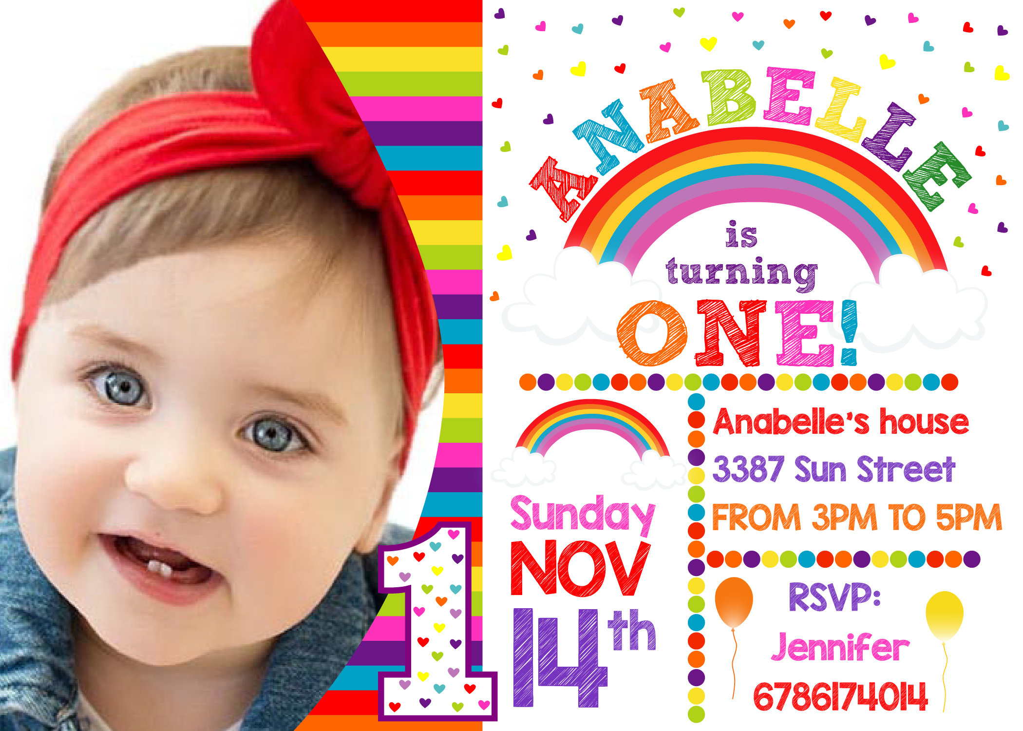 Rainbow Birthday Invitation Rainbow Invitation Rainbow Party | Etsy
