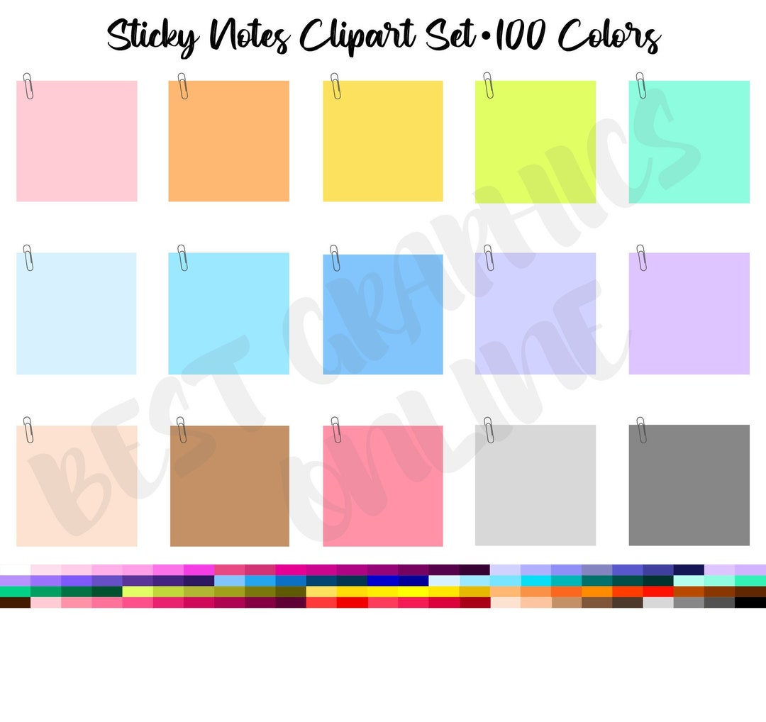 Little Post It Notes Clipart Set Sticky Notes Clipart Office Etsy