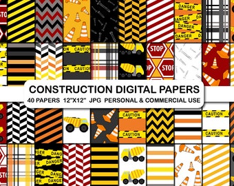 Construction Truck Digital Paper Set (40, 12x12 JPG)