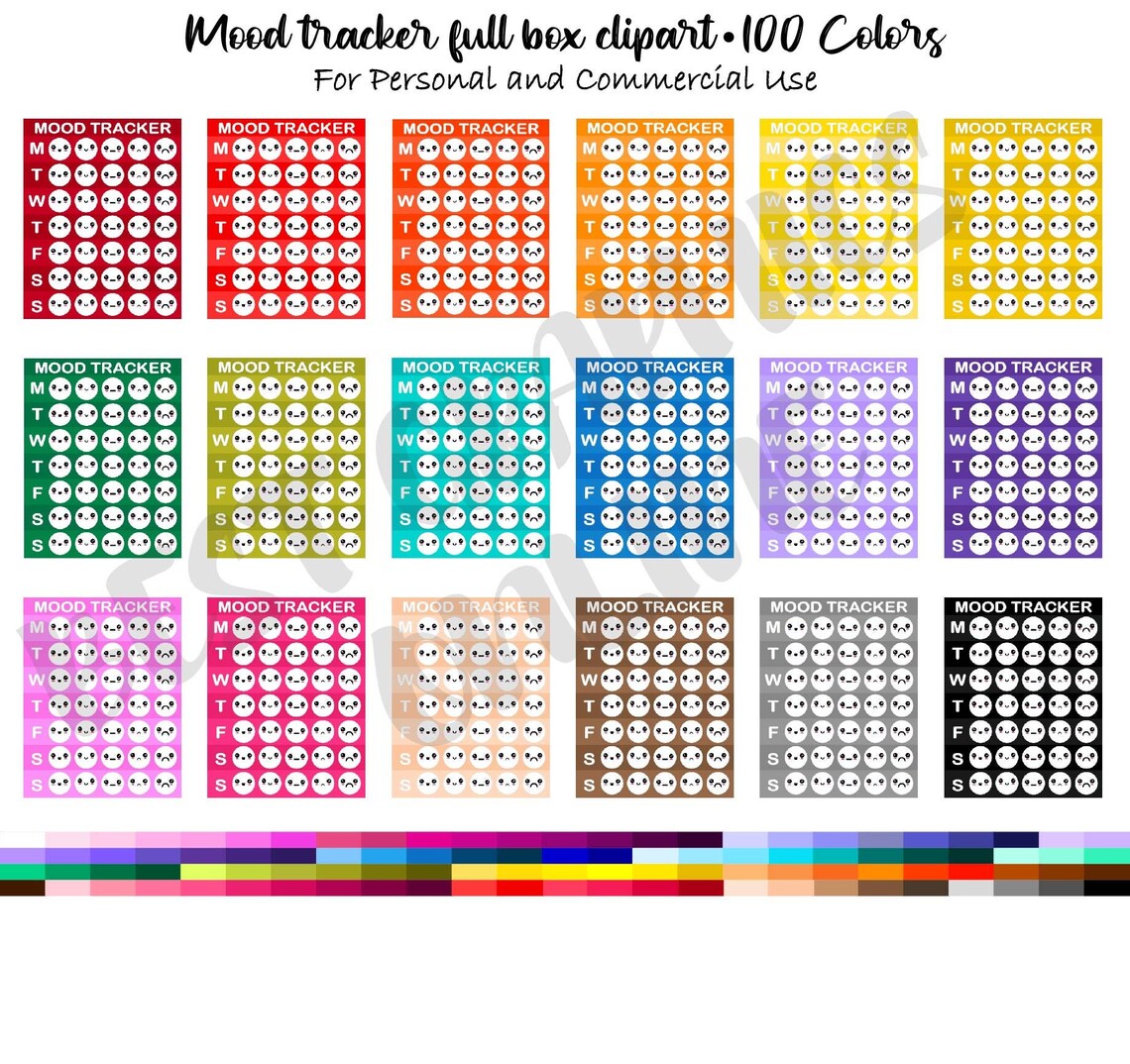 100 Mood Tracker Full Box Daily Mood Printable Stickers - Etsy