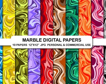 Colorful Marble Textures, Digital Papers, Rainbow Backgrounds (JPG)