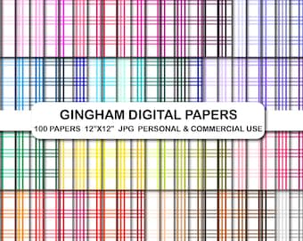Rainbow Gingham Digital Papers, Picnic Check (Digital Download)