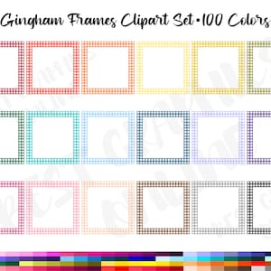 Gingham Blankorahmen, Ginghamrahmen, Rahmen Clipart, Gingham Digitale quadratische Rahmen, Clip Art Karierte Quadrate, quadratischer Bilderrahmen
