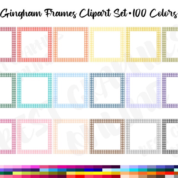 Gingham Blank Frame, Gingham Frames, Frame Clipart, Gingham Digital Square Frames clipart, Checkered Squares Clip Art, Picture Square Frame