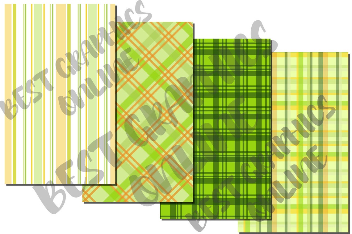 Green Plaid Pattern Scrapbook Digital Papers St Patricks Etsy