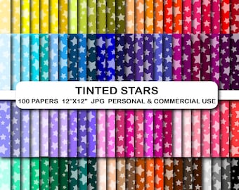 Tinted Stars Digitales Papier, bunte Hintergründe (100 JPG 12 x 12 inch)