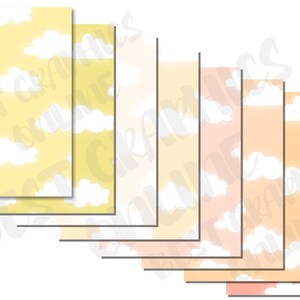 Clouds Digital Paper, Sunny Sky Digital Papers Set, Cloud Sky Pattern ...