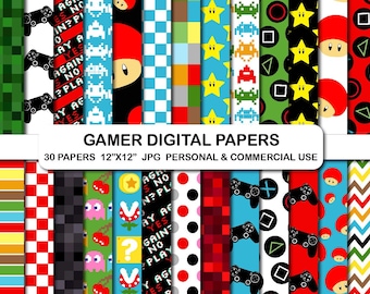 Papeles digitales de videojuegos, arte pixel retro (descarga digital)