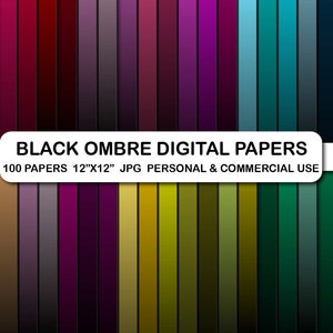 Black Ombre Digital Papers, Ombre Pattern Papers, Scrapbook Papers, Rainbow Ombre Digital Papers Pack, Rainbow Digital Papers Scrapbooking