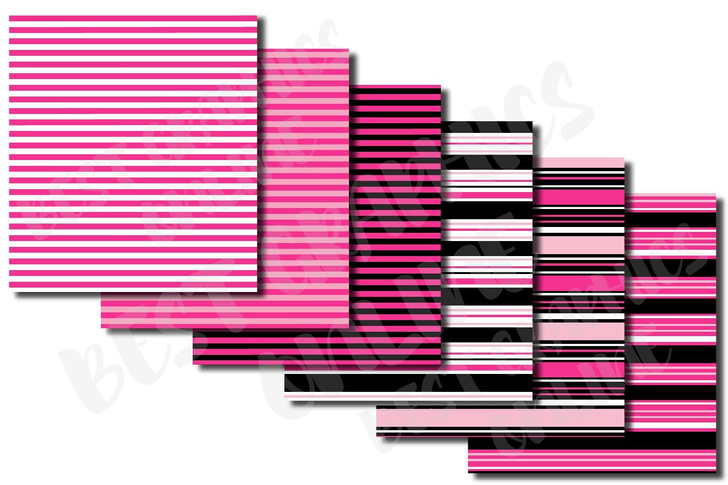 Pink and Black Stripes Digital Paper Pack (12x12 JPG) - Etsy
