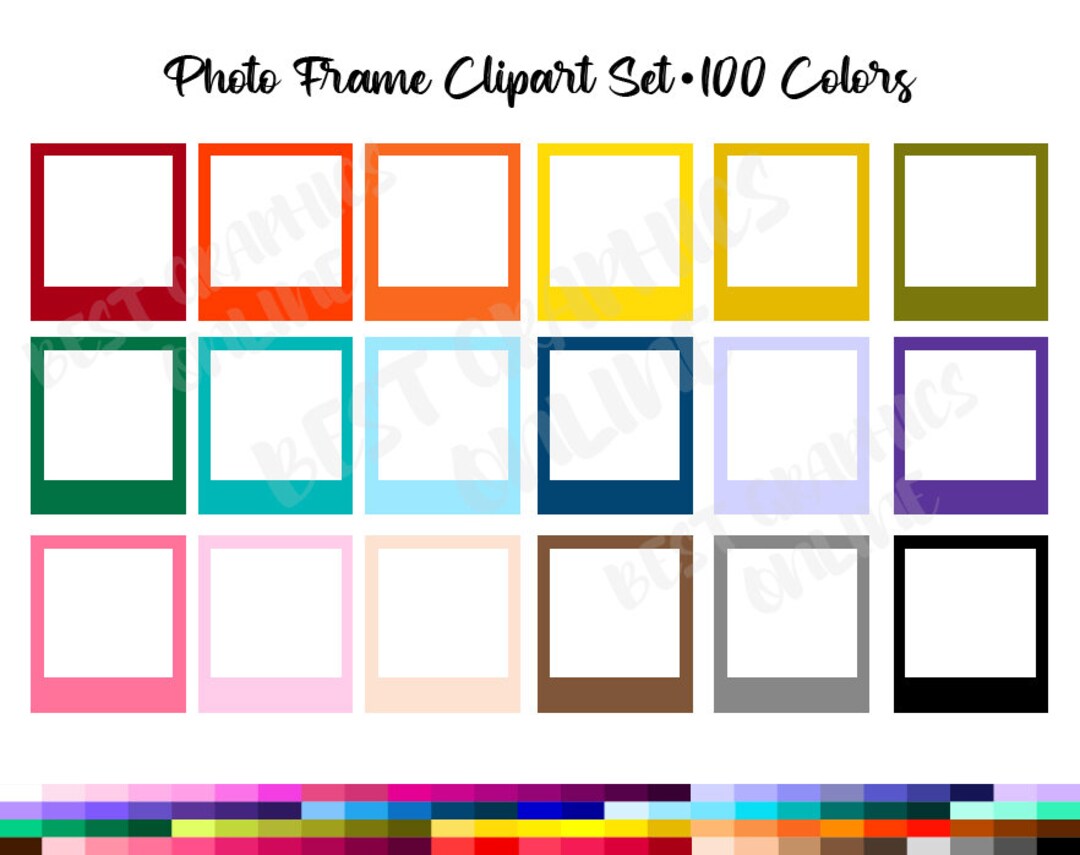100 Colors Blank Photo Picture Frame Clipart, Photo Frames Clip Art