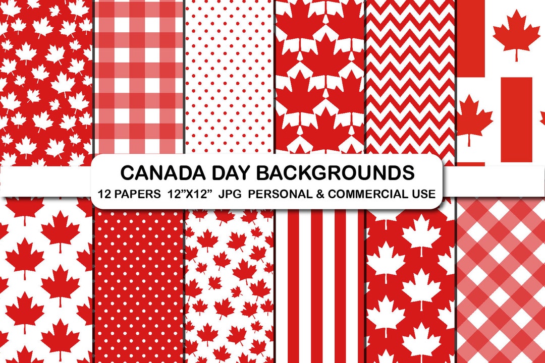 Canada Day Digital Background Papers, Canadian Flag Pattern Paper