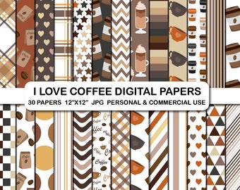 custom paper hot cups I love Coffee Scrapbook Digital Papers, Coffee Cups Paper Set, Coffee Background Papers, Coffee Beans Digital Papers Set, Coffee Clipart