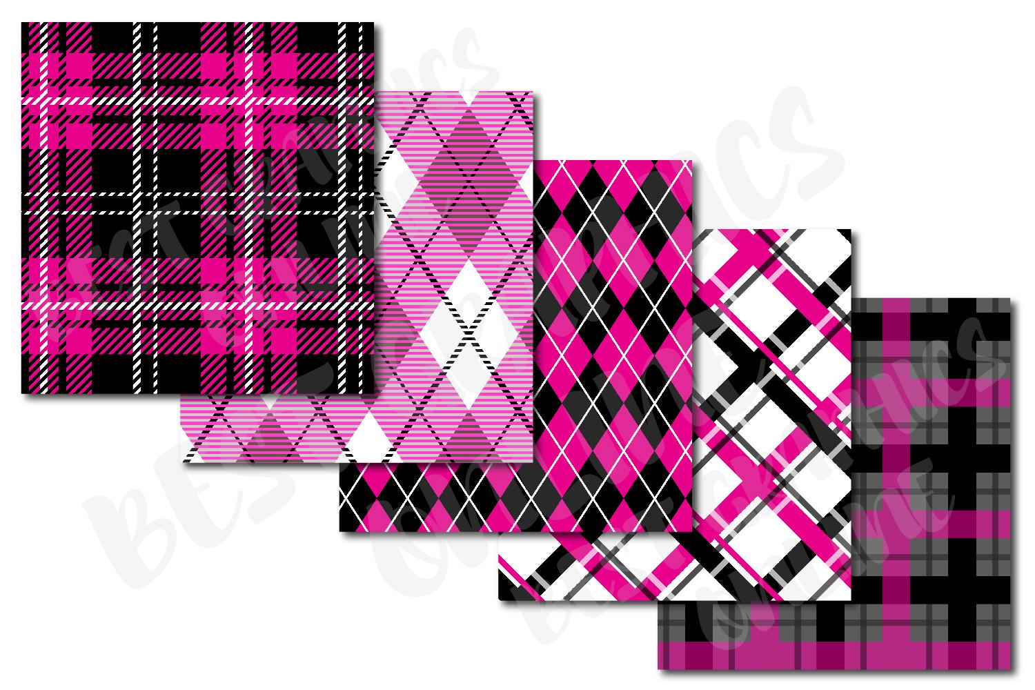 Pink and Black Plaid Digital Paper Pack (digital Download) - Etsy