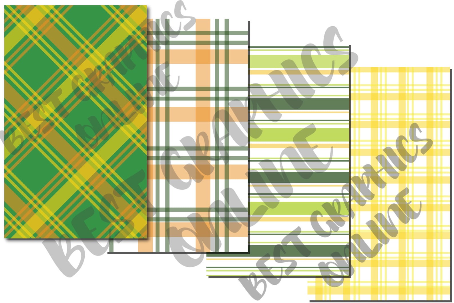 Green Plaid Pattern Scrapbook Digital Papers St Patricks Etsy