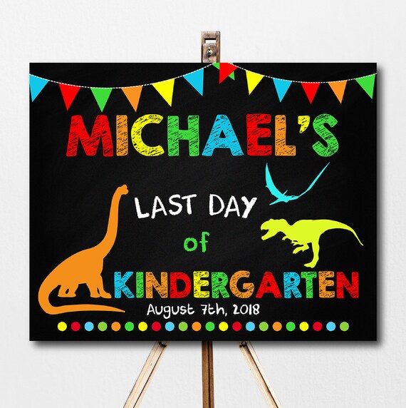 ANY GRADE Back to School Dinosaurs Chalkboard Sign Dinosaur Etsy