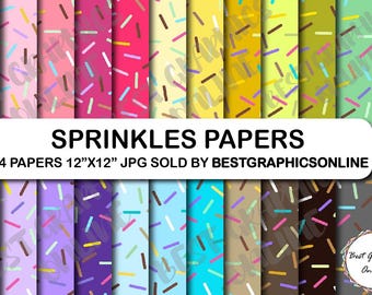 Paquete de papeles digitales Donut Sprinkles, papeles para scrapbooking (descarga digital)