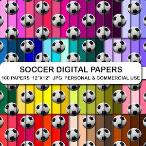 Papeles digitales de fútbol, papeles deportivos, papeles digitales para álbumes de recortes, papeles con fondo de fútbol para fanáticos de los deportes, juego de papeles digitales con patrones de fútbol