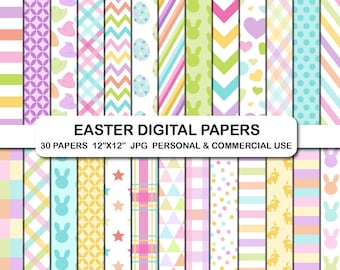 Ostern Digital Papier Set, Hase, Chevron, Eier (Digitaler Download)