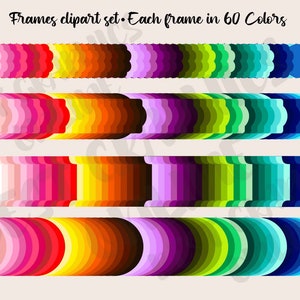 240 Colorful Frames Clipart Set Labels, Frames Clipart Set, Border Frames Clipart, Rainbow Colors Labels Clipart Set, Printable Tags Clipart