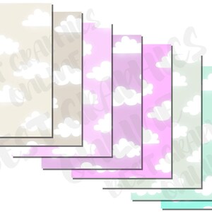 Clouds Digital Paper, Sunny Sky Digital Papers Set, Cloud Sky Pattern ...