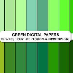 Green Digital Background Papers, Green Shades Colors Scrapbooking Patter, Green Scrapbook Digital Papers, St Patricks Christmas Green Papers