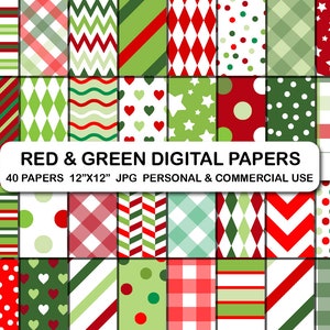 Christmas digital papers pack, Red and white background, Christmas pattern background papers, Christmas red and white pattern clipart paper