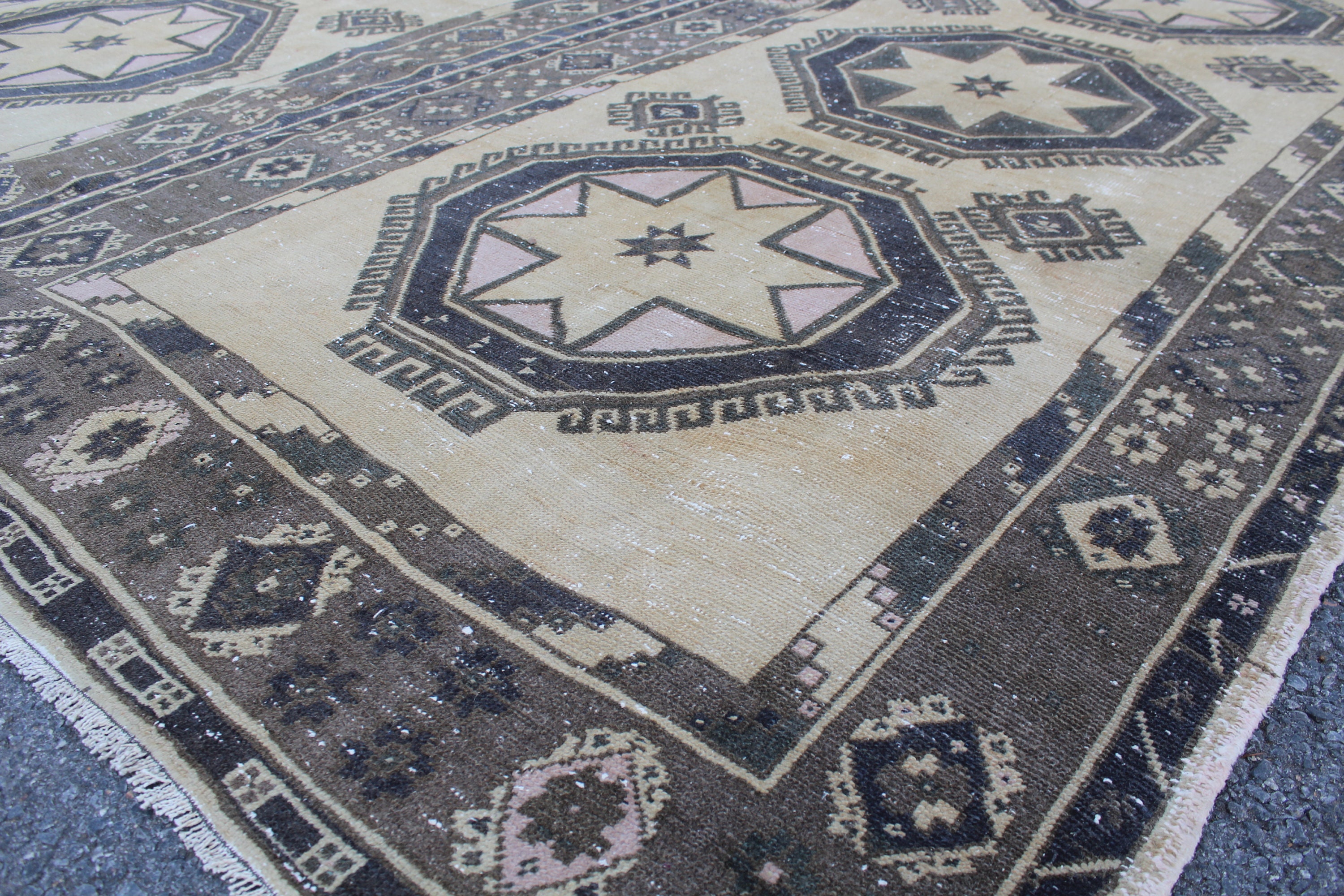 13x10 Turkish Area Rug Vintage Handmade Oushak Rug Geometric Etsy